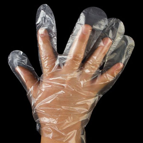 100pcs Disposable Plastic Gloves Cleaning Restaurant Home Kitchen IUK