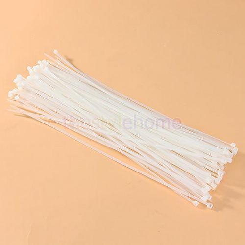 Pack of 100 White Plastic Cable Wire Zip Ties 11.6 Inch