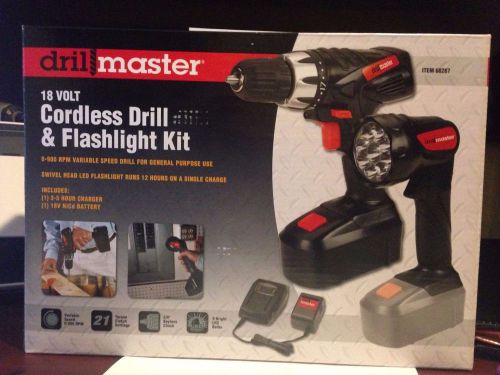 Drill master 18v 3/8&#034; cordless battery drill driver flashlight kit fast shipping for sale