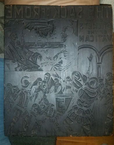 Antique wood printers block large 15 1/2&#034; x 13&#034;.The Sack Of Rome or the secrets
