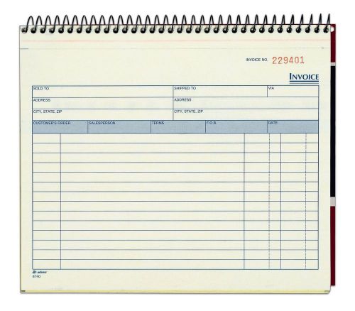 Adams Spiral Invoice Book 8 1/2 x 7 1/4 Inches 2-Part Carbonless White/Canary...
