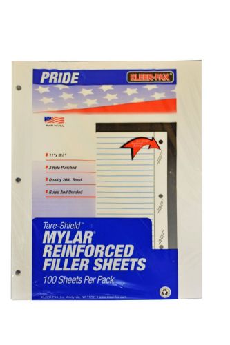 Kleer-Fax Tare-Shield Mylar Reinforced Filler Paper 5/16 Inch Narrow Ruled 50...