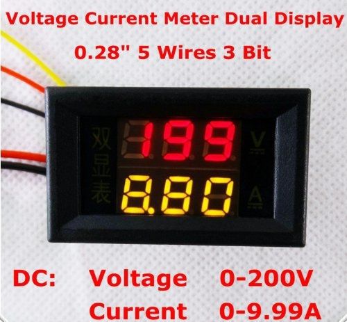Smakn 0.28&#034; digital ammeter voltmeter dc 0-200v/10a dual led display red+yellow for sale