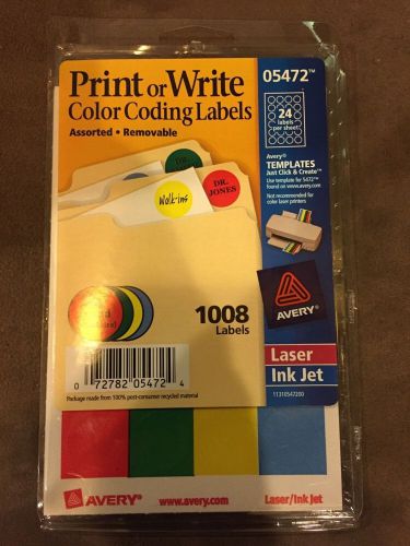 Removable Print or Write Color Coding Labels, Round, 0.75 Inches, Pack of 1008