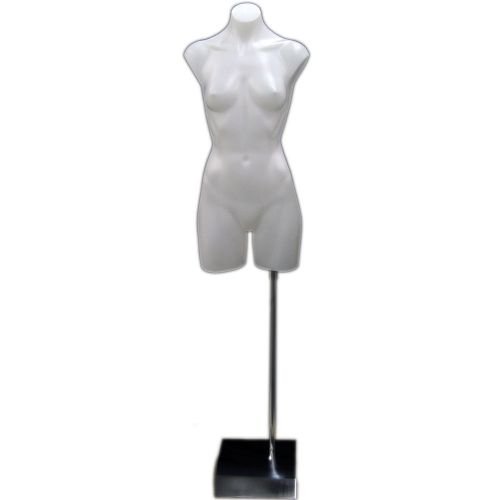 MN-179 White Plastic Female Armless Round Body Torso Dress Form