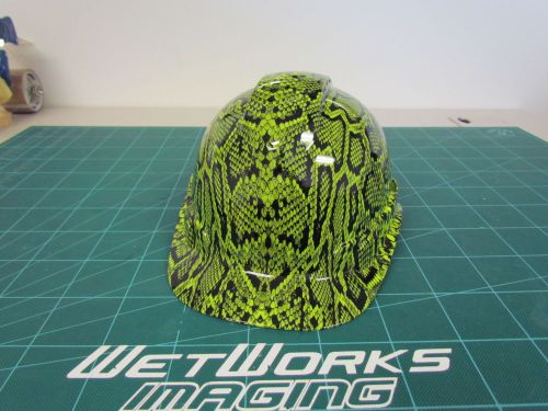 Hard hat custom hydro dipped , osha approved !!! lime green snake skin !!!! for sale