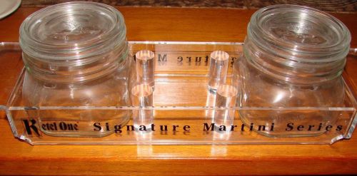 Ketel One Martini Condiments Acrylic Holder w 2 Glass Containers Jars Dispenser