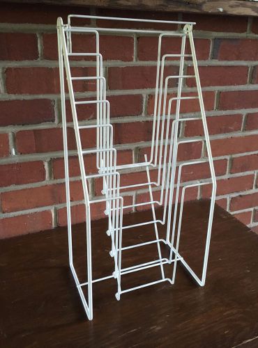 White Wire Rack Paper Display Counter Slat Wall Pegboard 8 1/2 x 11