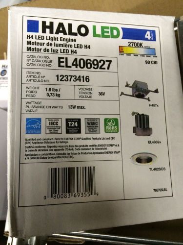 2 NEW Each HALO TL402WHS Trims and 2 LED EL406927 Light Engines 120V NIB