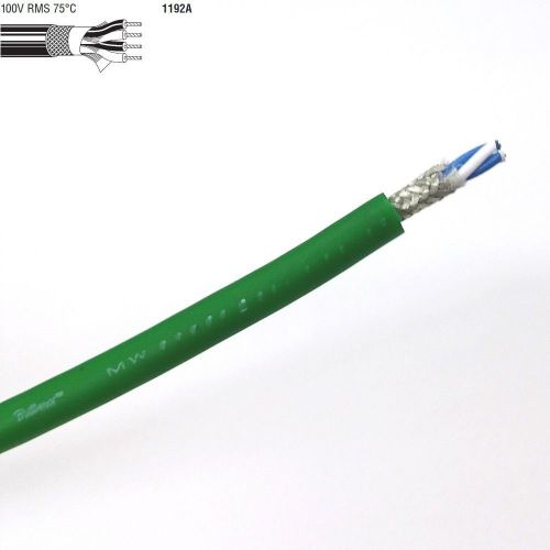 25&#039; Length of GREEN Belden 1192A 4 Conductor 24AWG Star Quad Low Impedance Cable