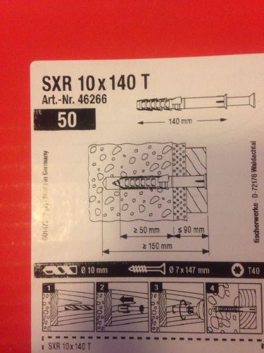 2 Box Of Fischer SXR T Fastener Metric 10x140  (50 pc) New