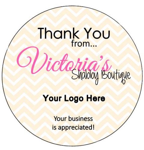 CUSTOMIZED BUSINESS THANK YOU STICKER LABELS  - CHEVRON PRINT STYLE #6