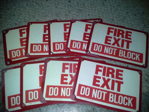 EmedCo 40678 Metal Fire Exit Signs 7&#034; x 10&#034; Lot of NINE Very Nice No Reserve