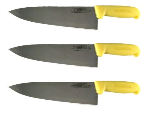 Set of 3 - 8” yellow chef knives cook french stainless steel food service knives for sale