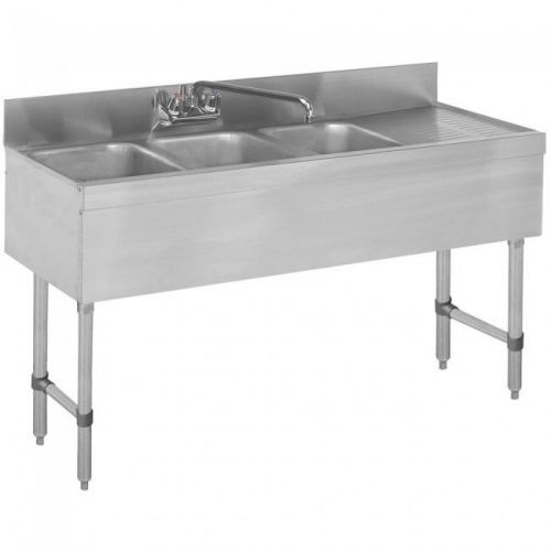 L&amp;J BAR1014-3R, 3-Compartment Bar Sink with Right Drainboard