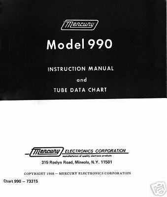 Mercury Model 990 Tube Tester Instruction Manual
