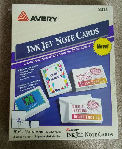 Avery INKJET NOTE Cards 5-1/4X4-1/4 White 8315 50 &amp; ENVELOPES NEW SEALED PACKAGE