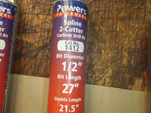 Powers Fasteners Spline 2 Cutter Carbide Tipped Drill 1/2&#034; x 27&#034;