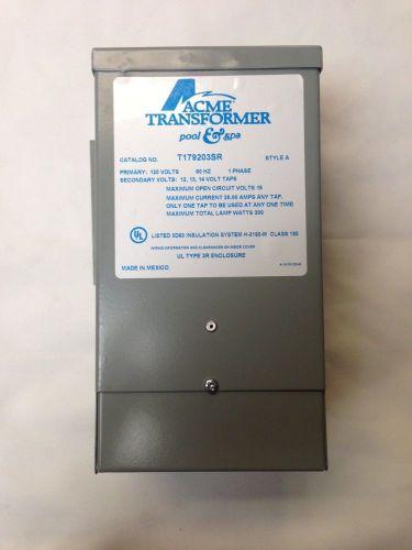 ACME TRANSFORMER POOL &amp; SPA T179203SR 1 PHASE 120V / 12,13,14 VOLT TAPS 300 WATT