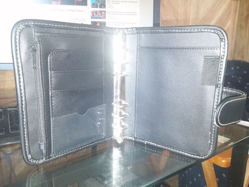 Compact 1.0&#034; Rings | Black  Sim. Leather Fits Franklin Covey Planner/Binder