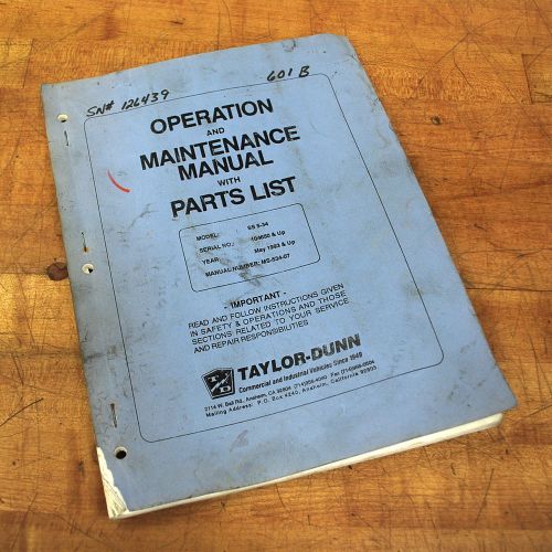 Taylor-Dunn MS-534-07 Operation &amp; Maintenance Manual with Parts List