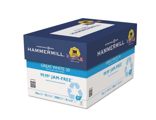 Hammermill - Great White 30% Recycled Copy Paper, 20lb, 92 Bright, 8-1/2 x 11&#034; -