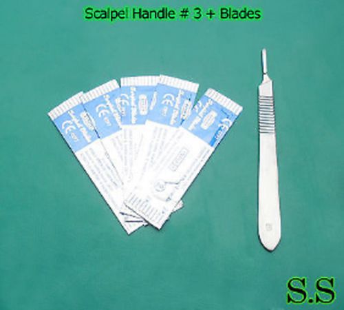 SCALPEL HANDLE #3 + 30 SURGICAL BLADES #10 #11 #15
