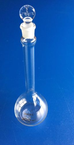 28014-200 kimax® 200ml class a volumetric flask w/ glass pennyhead stopper # 13 for sale