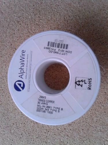 Alpha wire 299/3 sv001 30awg tinned copper solid bare bus wire 1000&#039; for sale