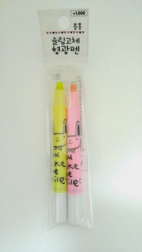 Two Color Highlighter Fluorescence Marker Pen Korean Stationary