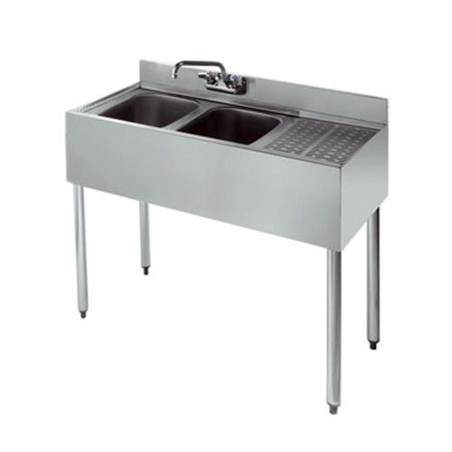 New Krowne 18-32L - 1800 36&#034; Two Compartment Bar Sink, 12&#034; Drainboard On Right
