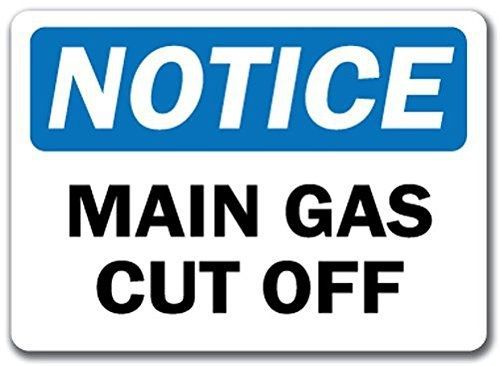 Signmission notice sign - main gas cut off - 10&#034; x 14&#034; osha safety sign for sale