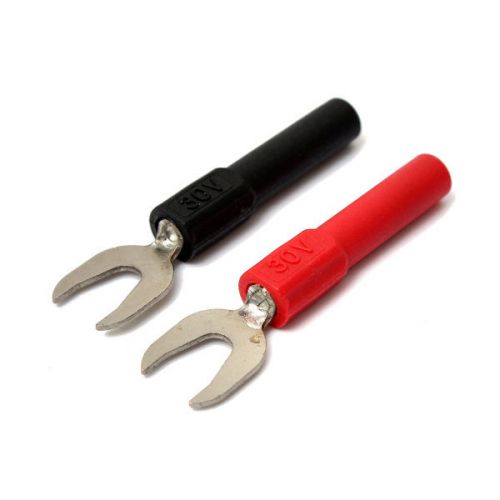 New 2PCS 7.2mm Spade Connectors Fork Terminals For 4mm Banana Plugs Red