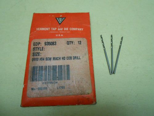 Vermont tap and die #54 screw machine cob drill , 935083 , lot of 7 for sale