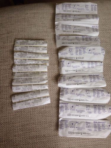 2ml bd plastipak sterile syringes &amp; bd microlance needles  set of 10 new for sale