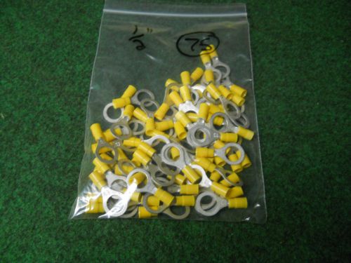 1/2 &#034; Ring Terminals Yellow 12-10 AWG Connectors stake on lot of 75