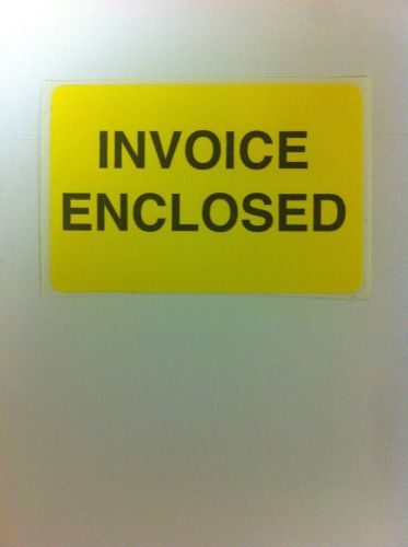 &#034;INVOICE ENCLOSED&#034; 2 X 3 YELLOW PRESSURE SENSITIVE LABELS 10 SHEETS OF 4 LABELS