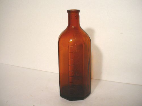 Antique Allied Laboratories Inc Amber 6 Side Medical Medicine Laboratory Bottle