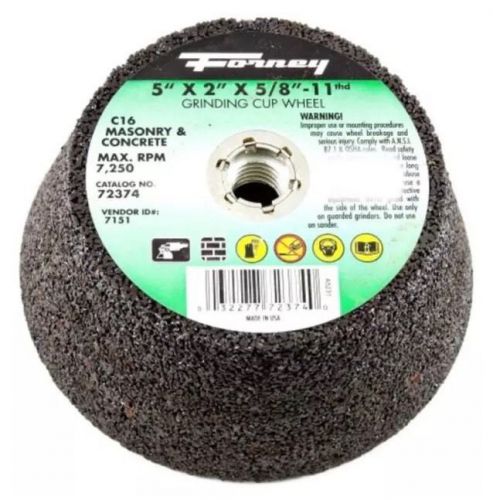 C16 5&#034;-By-2&#034; Grinding Wheel, Flared Masonry W/5/8&#034;-11 Threaded Arbor 1206WTK.2B