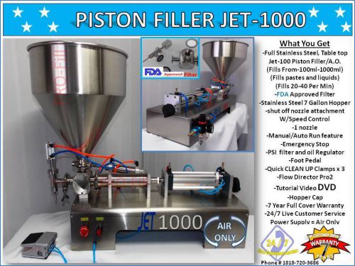 Piston Filler Single Head A/O JET-1000-Perfume Non-Flammable Fills Liquid, Paste
