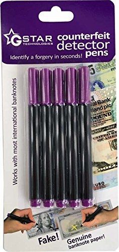 Gstar Technology G-star Technology Counterfeit Detector Pen Marker, 5 Pen Pack