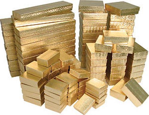 100 assorted gold cotton filled jewelry gift boxes for sale