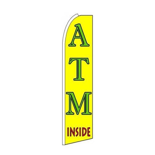 ATM INSIDE business sign Swooper flag 15ft Feather Banner made in USA YELLOW (1)