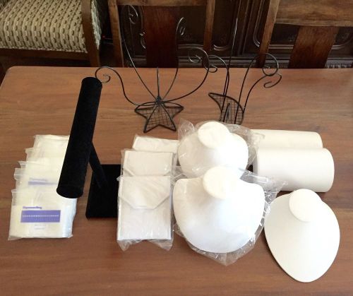 Jewelry Display Lot, Necklaces, Bracelets, Clear Plastic Bags