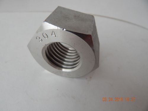 STAINLESS STEEL HEAVY HEX NUT 1 1/8&#034; - 7.  GRADE 304.  1 PC.  NEW