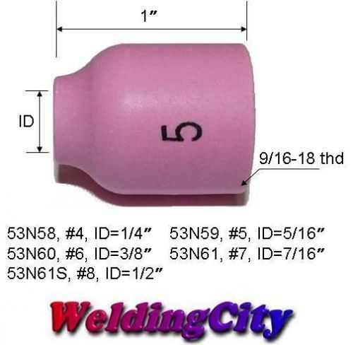 WeldingCity 10 Ceramic Gas Lens Cups 53N59 (#5) for TIG Welding Torch 9/20/25
