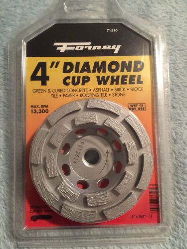 FORNEY 71510 DIAMOND CUP WHEEL WITH 5/8-INCH ARBOR, 4-INCH NIB FREE SHIP