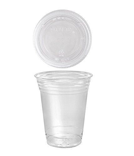 A world of deals plastic clear cup set with flat lids, 100 sets, 16 oz. for sale