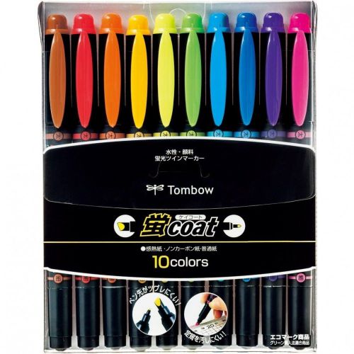 Tombow Pencil  Fluorescent Pen Keicoat 10 Colors WA-TC10C from Japan