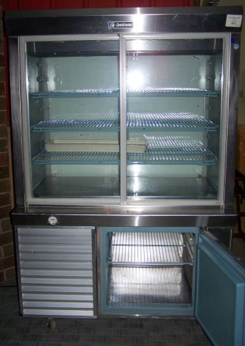 Delfield 48&#034; refrigerated glass door pie, desserts, or food display case cooler! for sale
